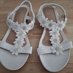 White Floral Sandals